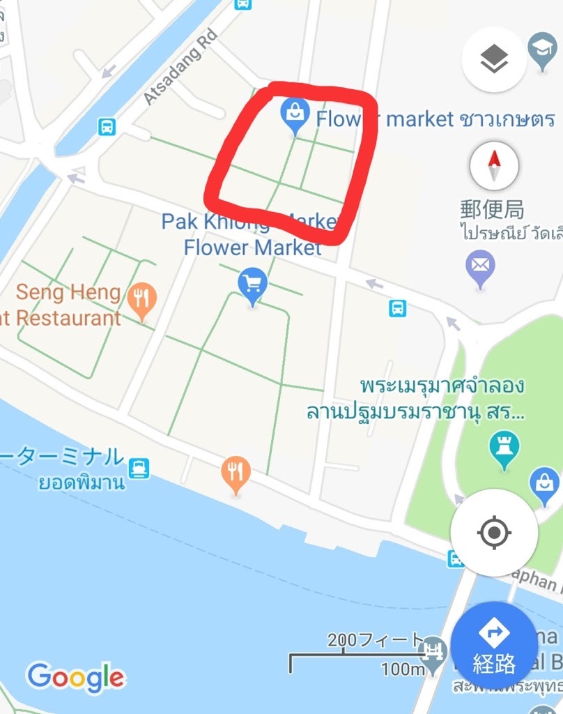 パークローン花市場の北側ゾーンの地図