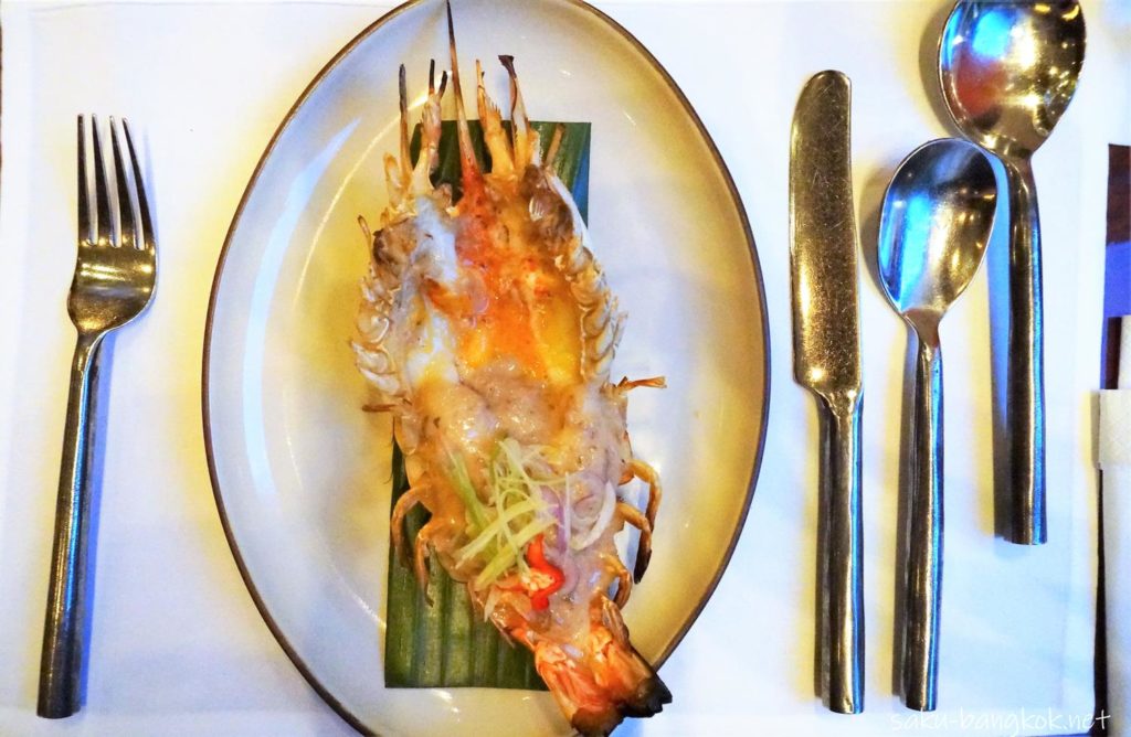 Grilled river prawn, salted baby shrimps cooked in fresh coconut milk