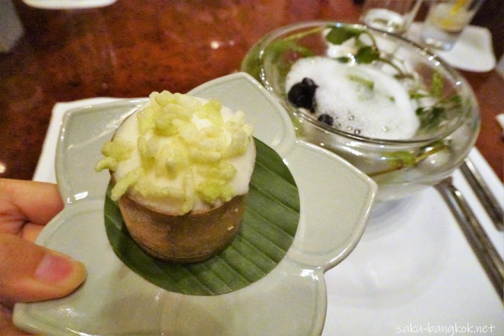 Fermented glutinous rice ice cream and crispy young glutinous rice